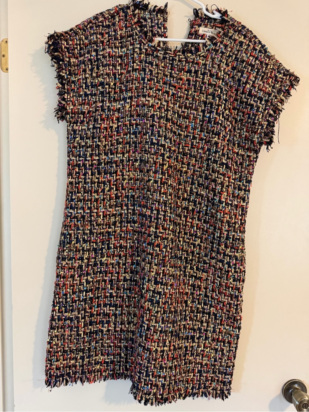 Multicolor Tweed Mini Dress - Short Sleeve